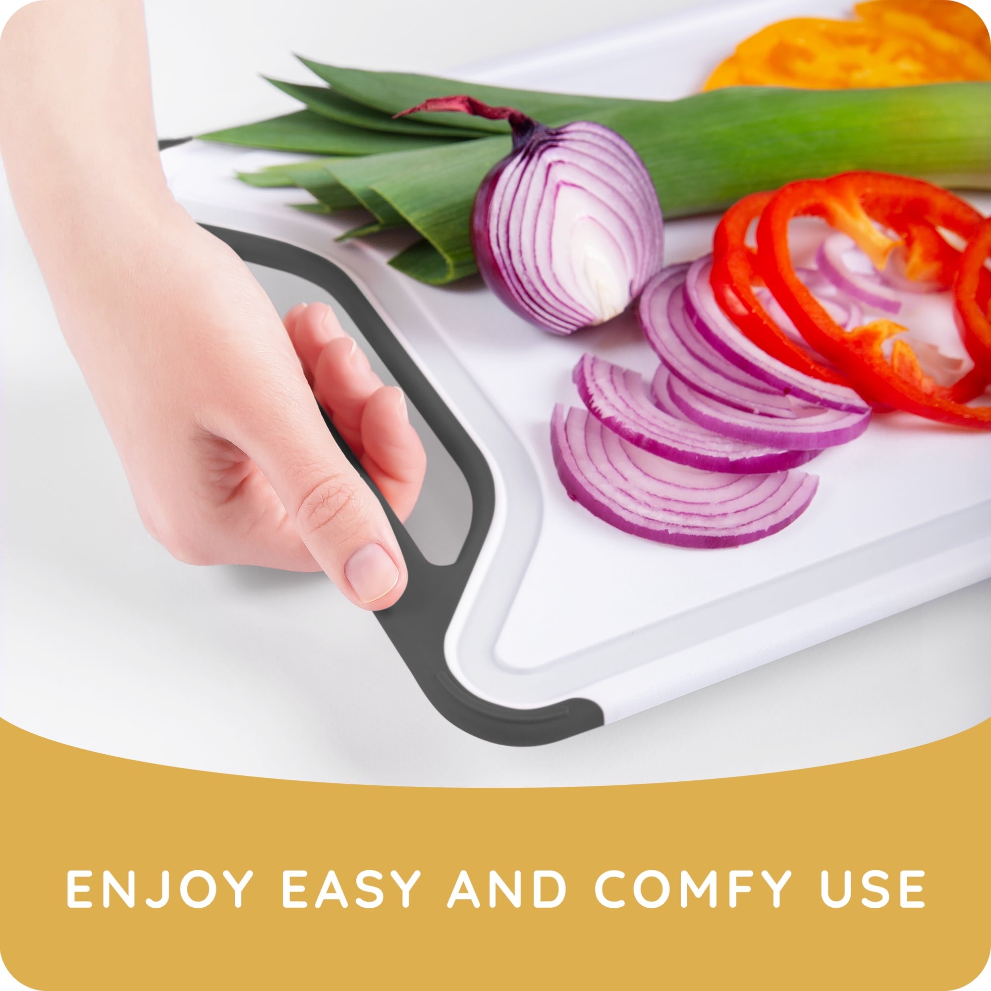 𝐁𝐏𝐀-𝐅𝐫𝐞𝐞 Cutting Boards for Kitchen - Plastic Cutting Board Set of 3, Dishwasher Safe Cutting Boards with Juice Grooves, Thick Chopping Boards for Meat, Veggies, Fruits, Non-Slip (Black)